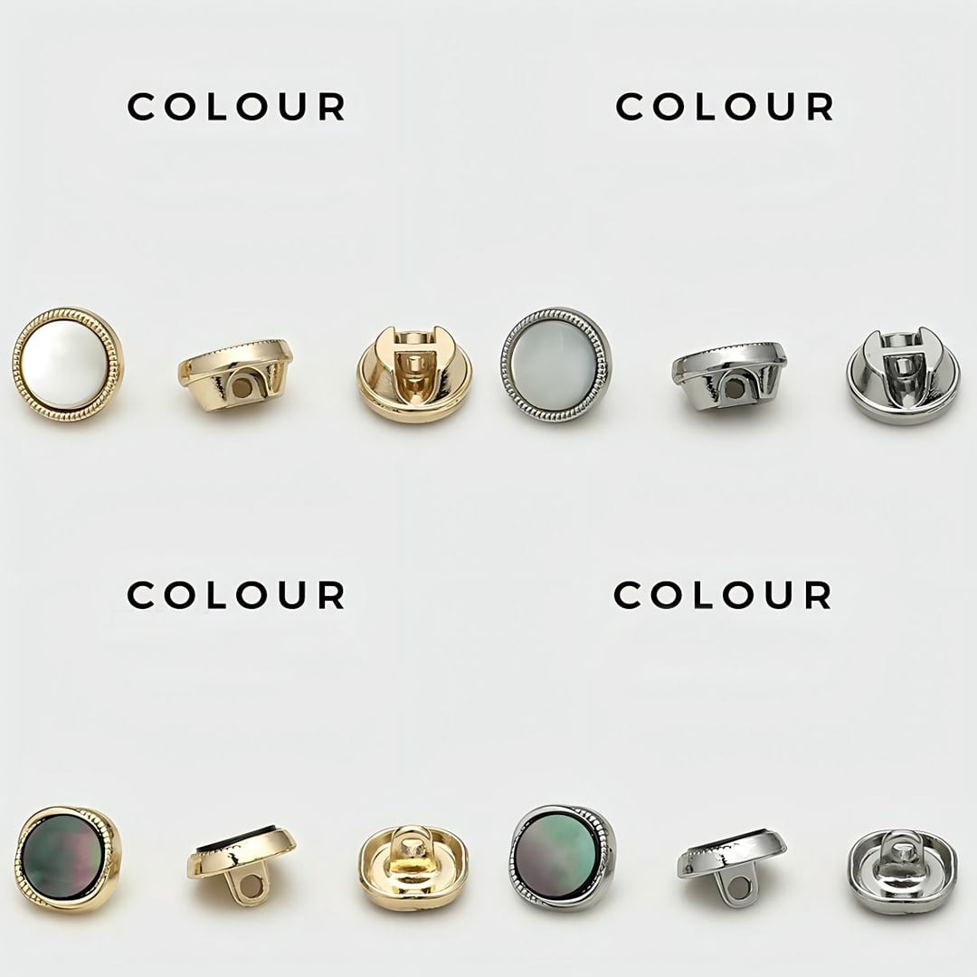 Vintage Faux Shell Pearl Oval Metal Buttons