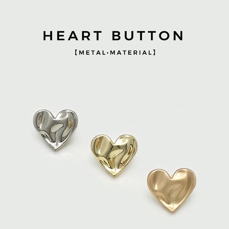 Embossed Heart-shaped Metal Buttons