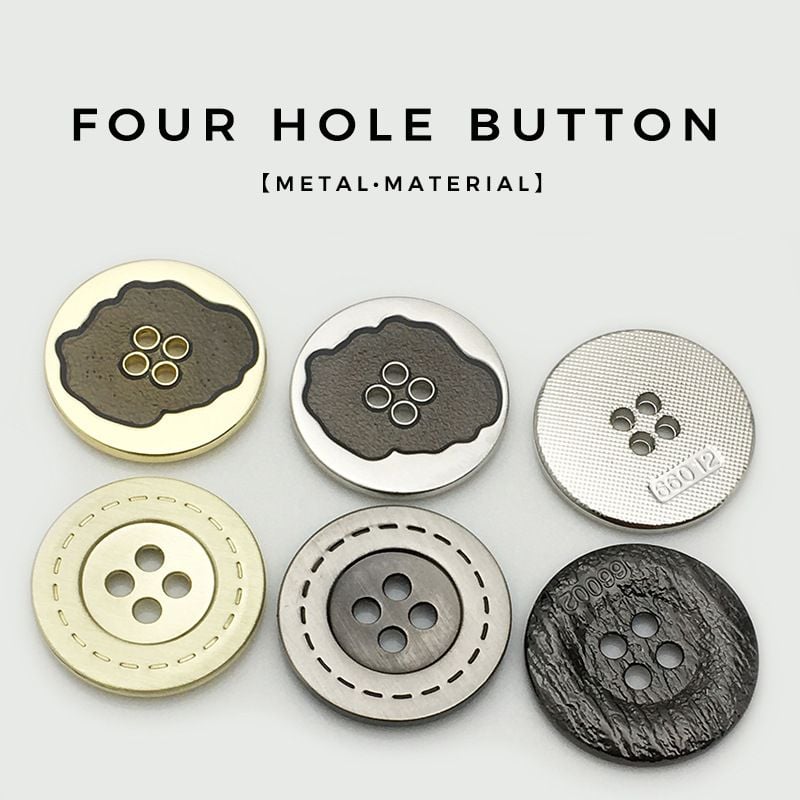 Four-hole Flat Round Metal Buttons
