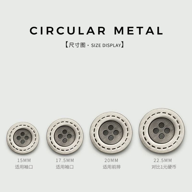 Four-hole Flat Round Metal Buttons