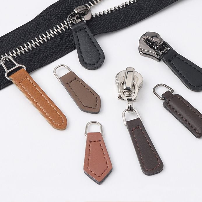 Leather Pull Tab Pendant Zipper Slider