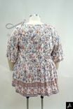 Light Floral Print V-Neck Short Sleeve Peplum Blouse