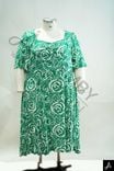 Women's Plus Size Green Swirl Print Square Neck Short Sleeve Midi Dress