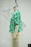 Cropped flutter‑sleeve printed blouse