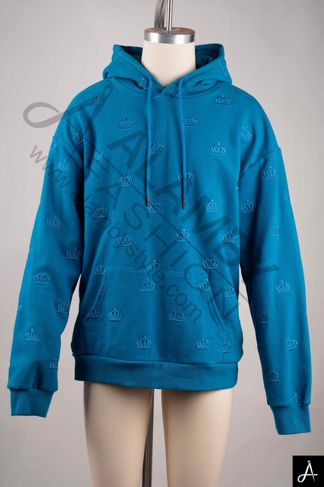 Solid Color Embossed Casual Hooded Sweatshirt