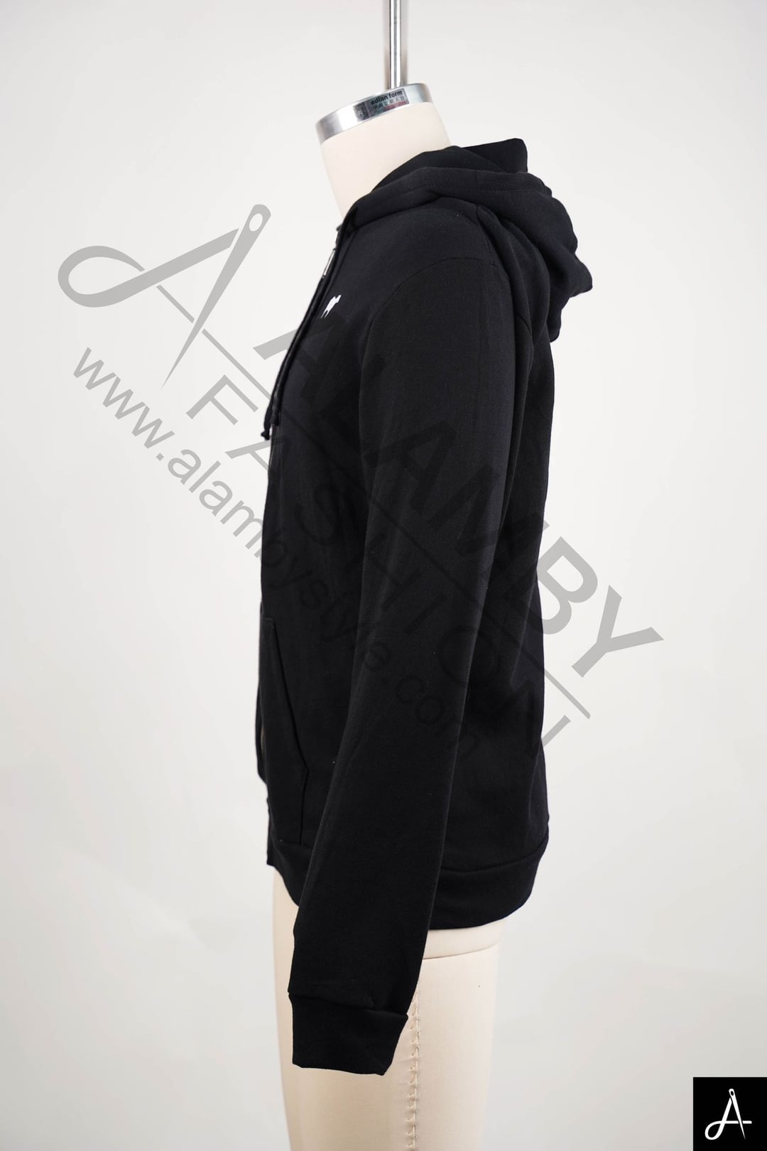 Black Full-Zip Hoodie with Small Logo