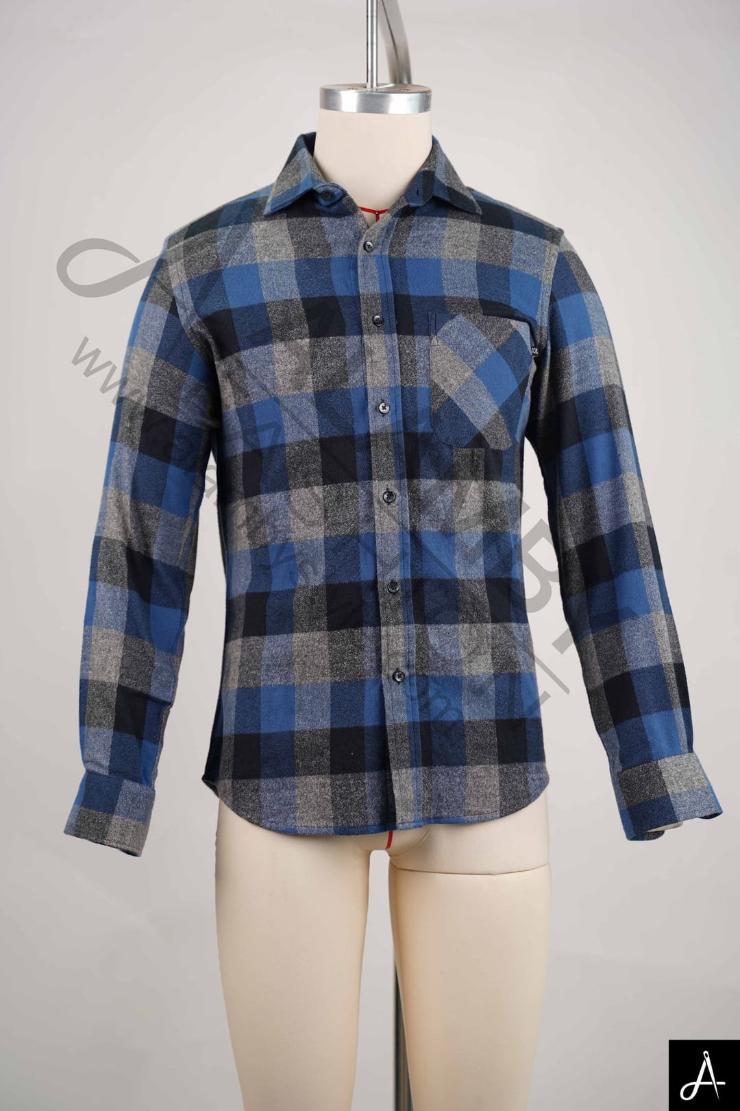 Blue & Black Plaid Long Sleeve Flannel Shirt