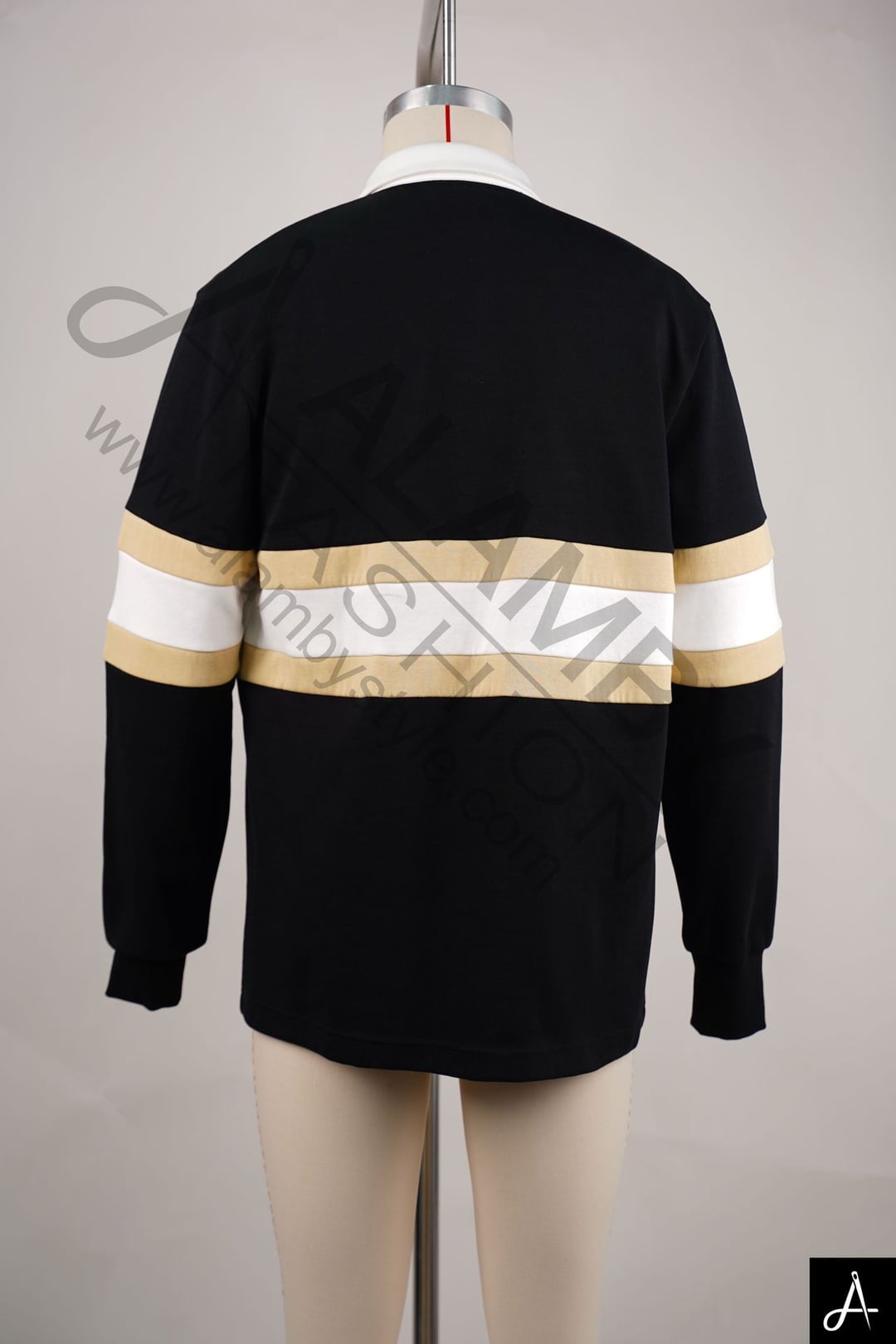 Black Polo Neck Color Block Hoodie