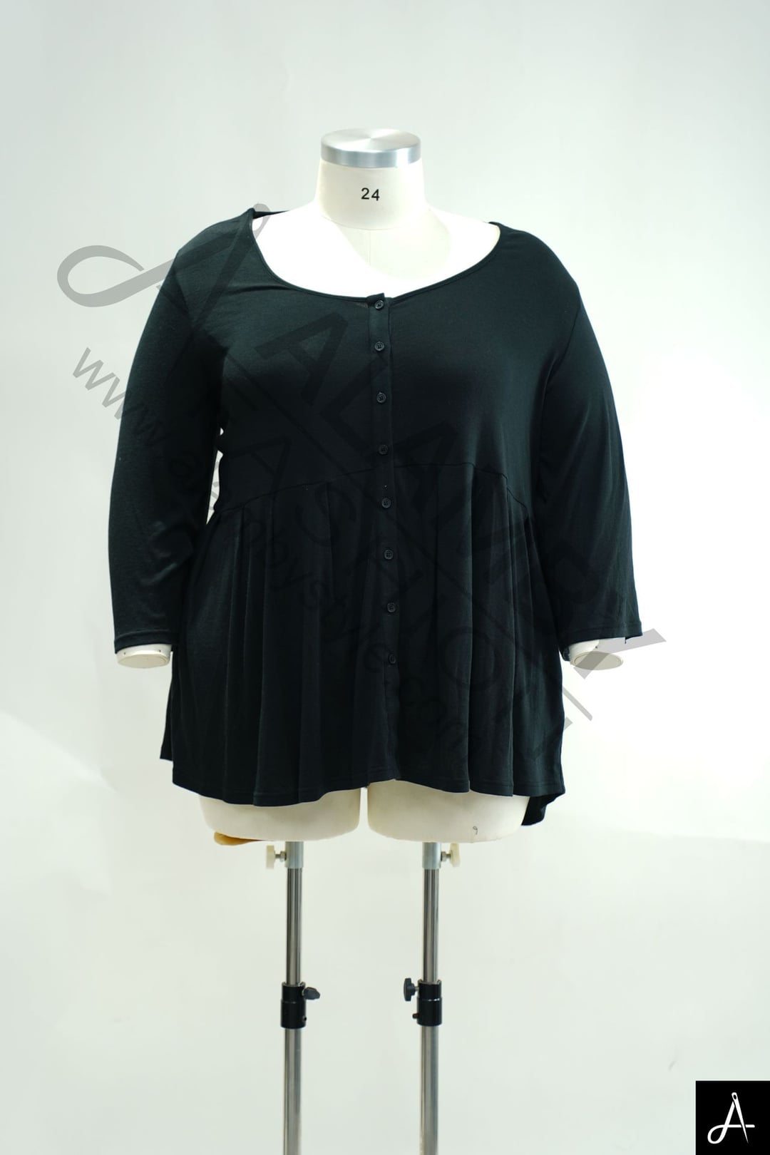 Women's Plus Size Black Long Sleeve Top, Loose Fit Casual Blouse