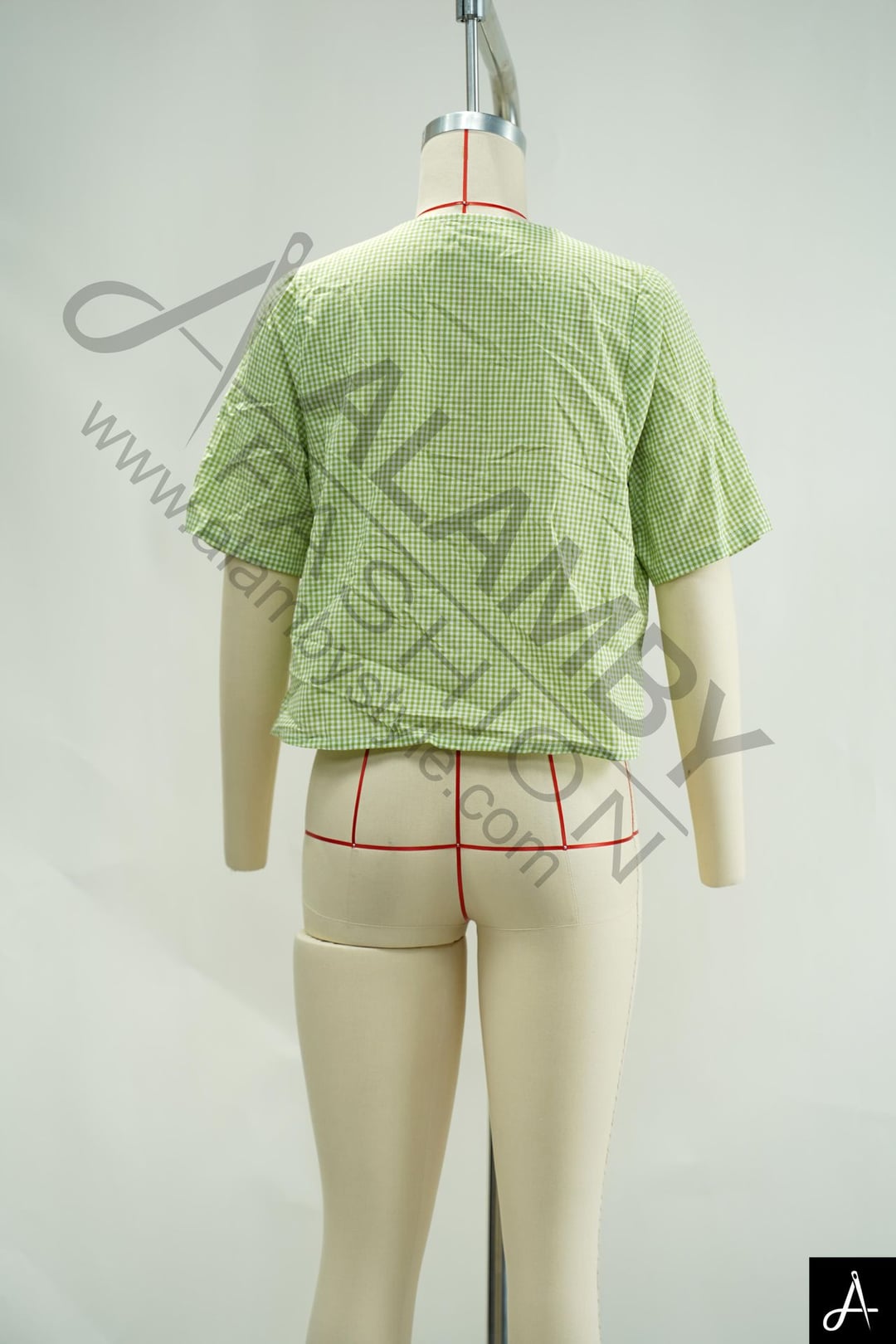 Light Green Cropped V‑Neck Blouse 