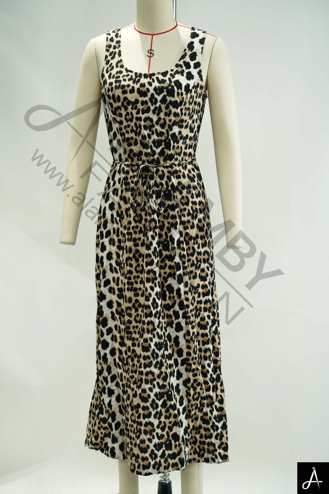 Leopard Print Spaghetti Strap Midi Dress