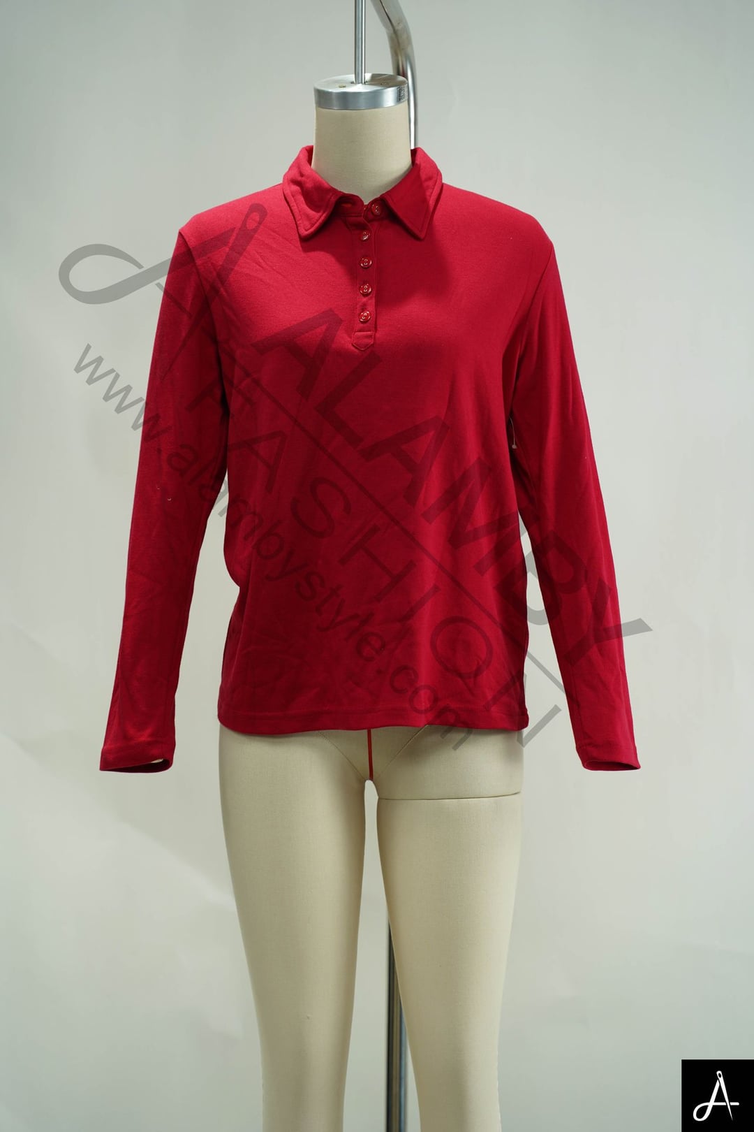 Long‑sleeve polo blouse