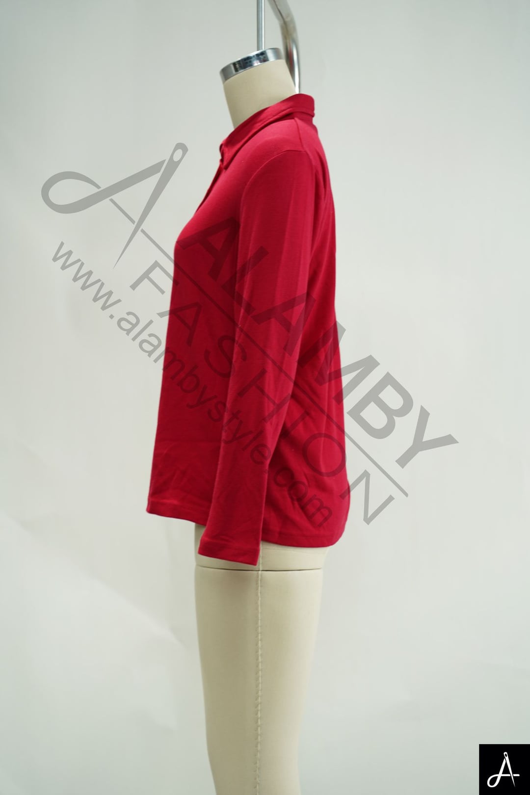 Long‑sleeve polo blouse