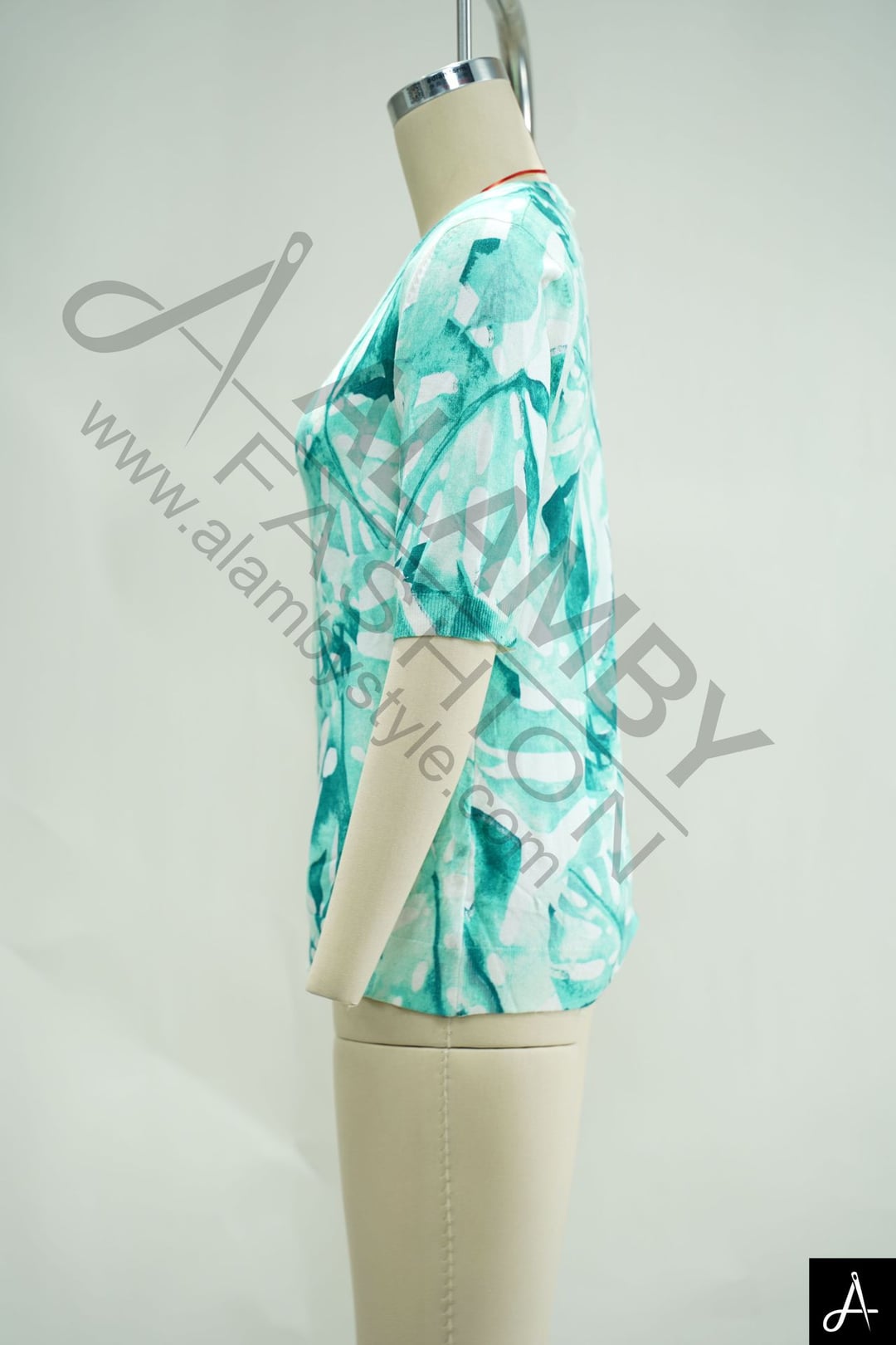 Half‑sleeve printed blouse
