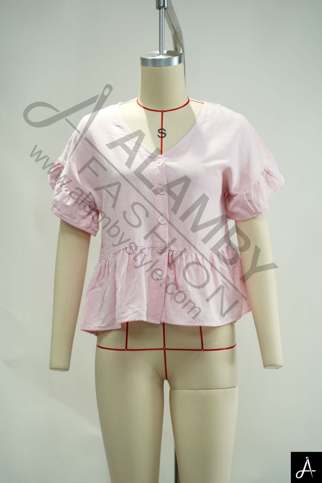 Short puff‑sleeve blouse