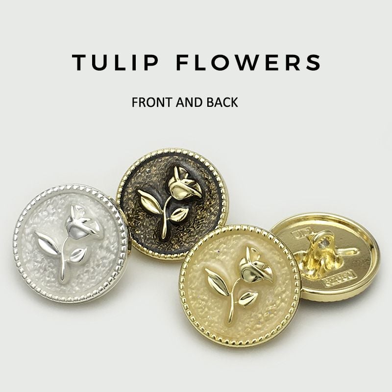 Golden Tulip Round Metal Buttons
