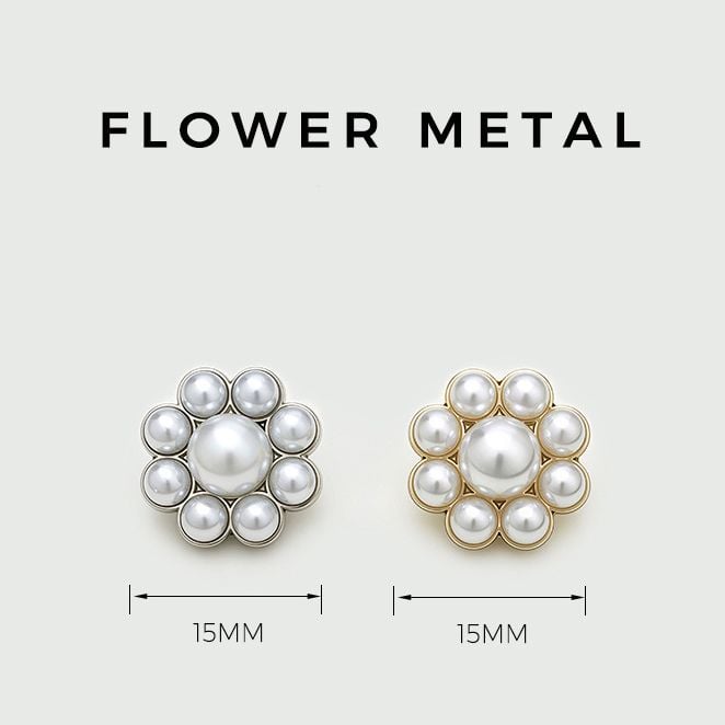 Sweet Pearl Flower Metal Buttons