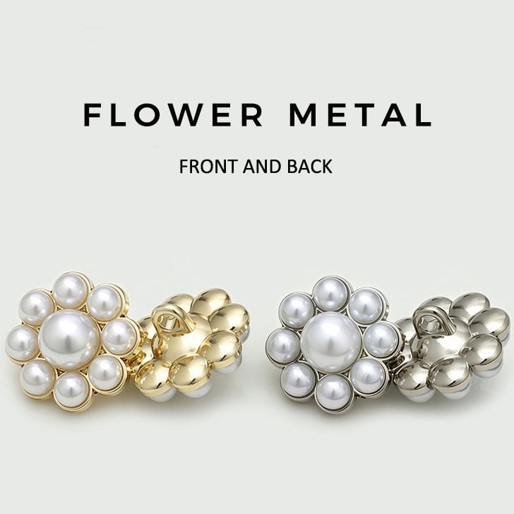 Sweet Pearl Flower Metal Buttons