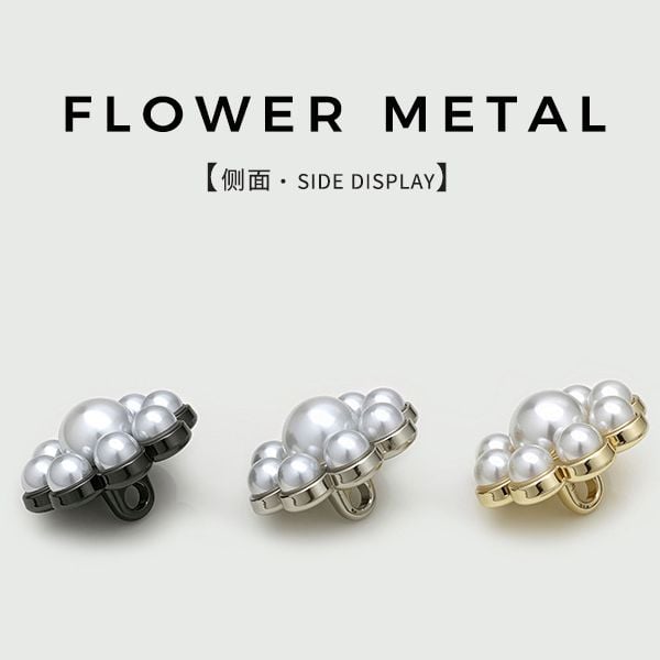 Sweet Pearl Flower Metal Buttons