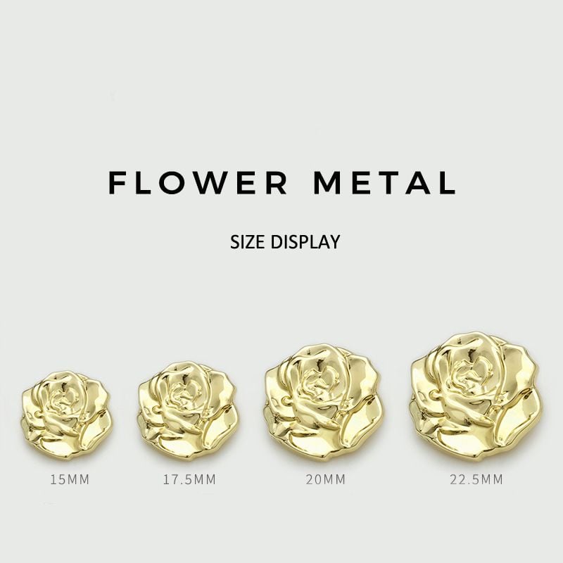 Vintage 3D Rose Metal Buttons