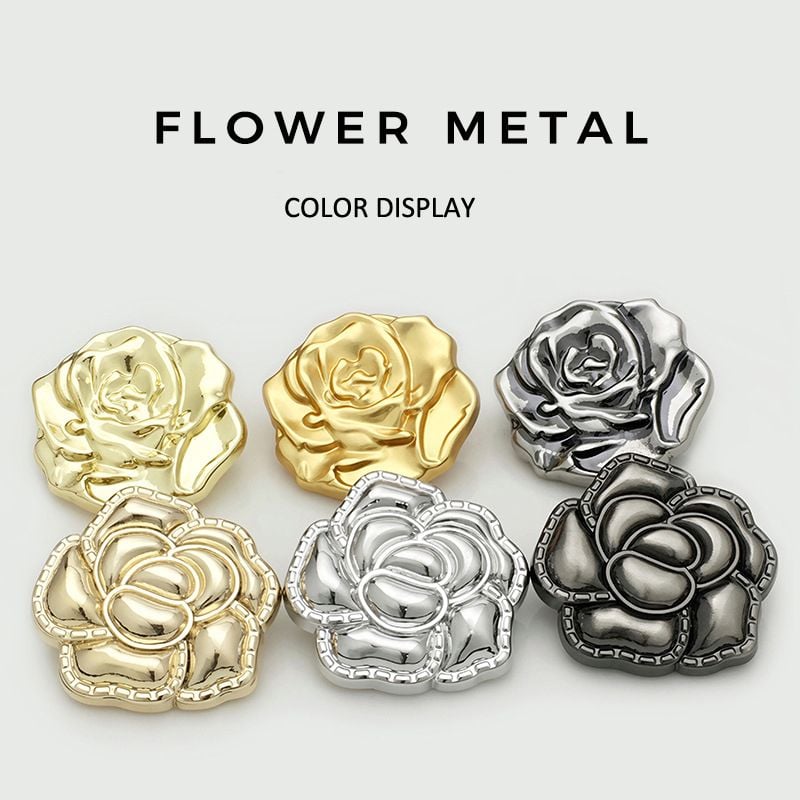 Vintage 3D Rose Metal Buttons