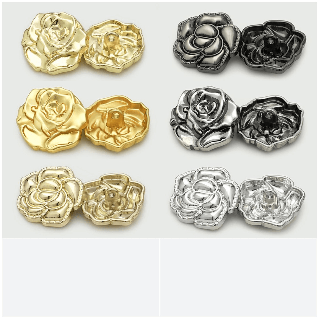 Vintage 3D Rose Metal Buttons