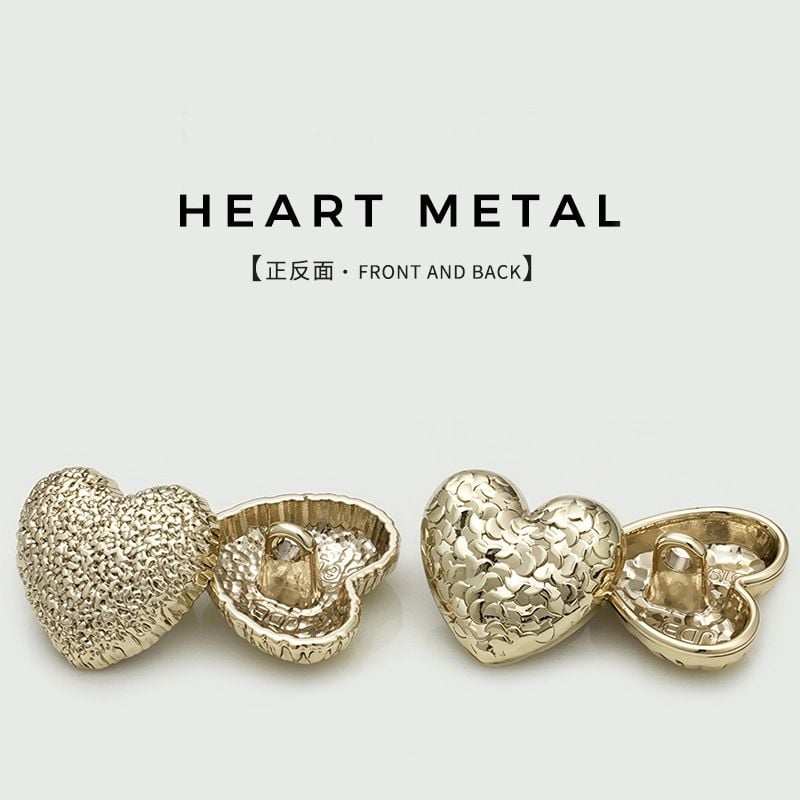 Vintage Heart Shaped Metal Buttons