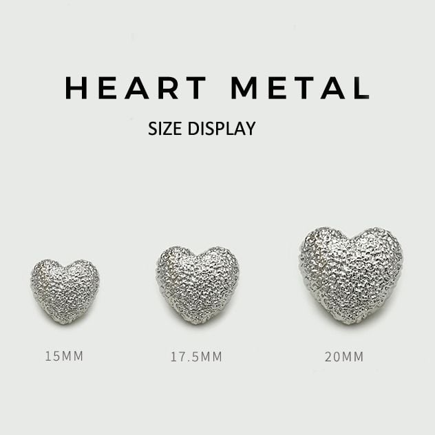 Vintage Heart Shaped Metal Buttons