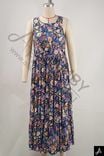 Women Round Neck Sleeveless Floral Print Maxi Dress