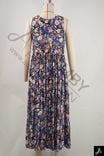 Women Round Neck Sleeveless Floral Print Maxi Dress
