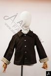 Kids Brown Wool Blend Jacket with Plaid Cuff Lining