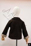 Kids Brown Wool Blend Jacket with Plaid Cuff Lining