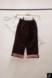 Skin-friendly Kids Burgundy Wide Leg Pants with Red Plaid Cuff