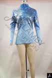 Friendly Blue Ombre Sequin Half-Zip Rib Knit Top
