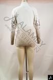 Friendly Cream Ombre Sequin Half-Zip Rib Knit Top