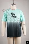 Mint to Charcoal Gradient Dip-Dye Crew Neck Streetwear T-shirt