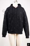 Black hoodie with all-over crown flock print