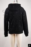 Black hoodie with all-over crown flock print