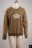 Vintage Washed Brown Crew Neck Sweatshirt with White Crown Print