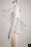 Light Grey Minimalist Hoodie with Navy Logo Print, Streetwear Style