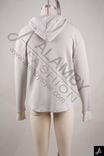 Light Grey Minimalist Hoodie with Navy Logo Print, Streetwear Style