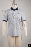 Light Grey Short Sleeve Polo Shirt with Navy Trim & Chest Logo