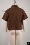 Vintage Brown Embroidered Short-Sleeve Zip-Up Shirt 