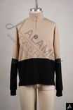 Beige & Black Color Block Half-Zip Sweatshirt