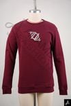 Burgundy Crew Neck Knit Sweater with Chest Embroidery