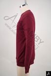 Burgundy Crew Neck Knit Sweater with Chest Embroidery