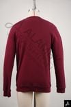 Burgundy Crew Neck Knit Sweater with Chest Embroidery