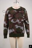 Camouflage Print Crew Neck Long Sleeve Top
