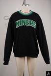 Black Crewneck Sweatshirt with Green Trim