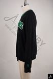 Black Crewneck Sweatshirt with Green Trim